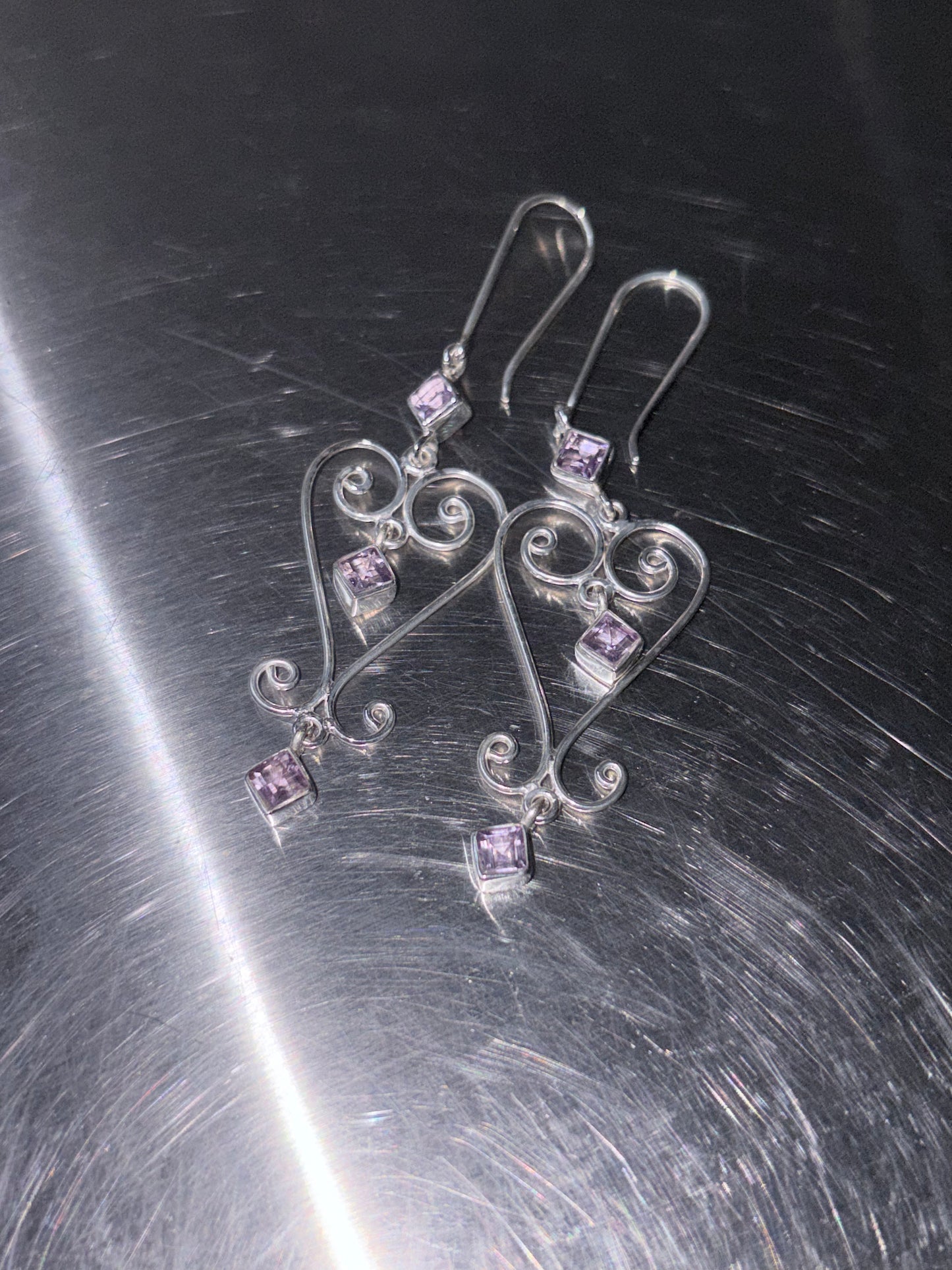 Amethyst Baba Heart Earrings
