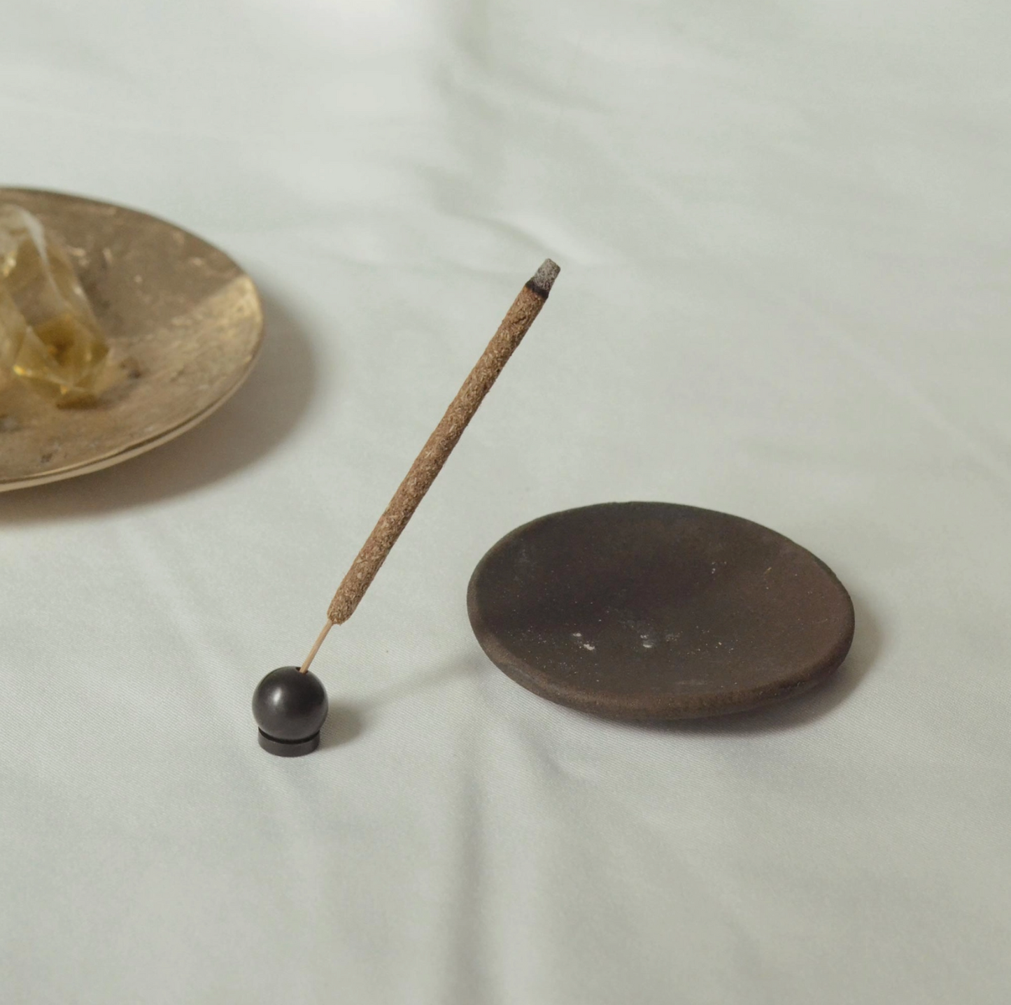 Black Sphere Brass Incense Holder