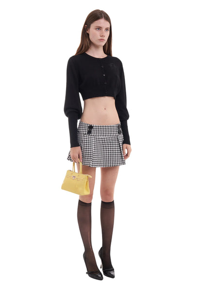Pleated Skirt in Houndstooth