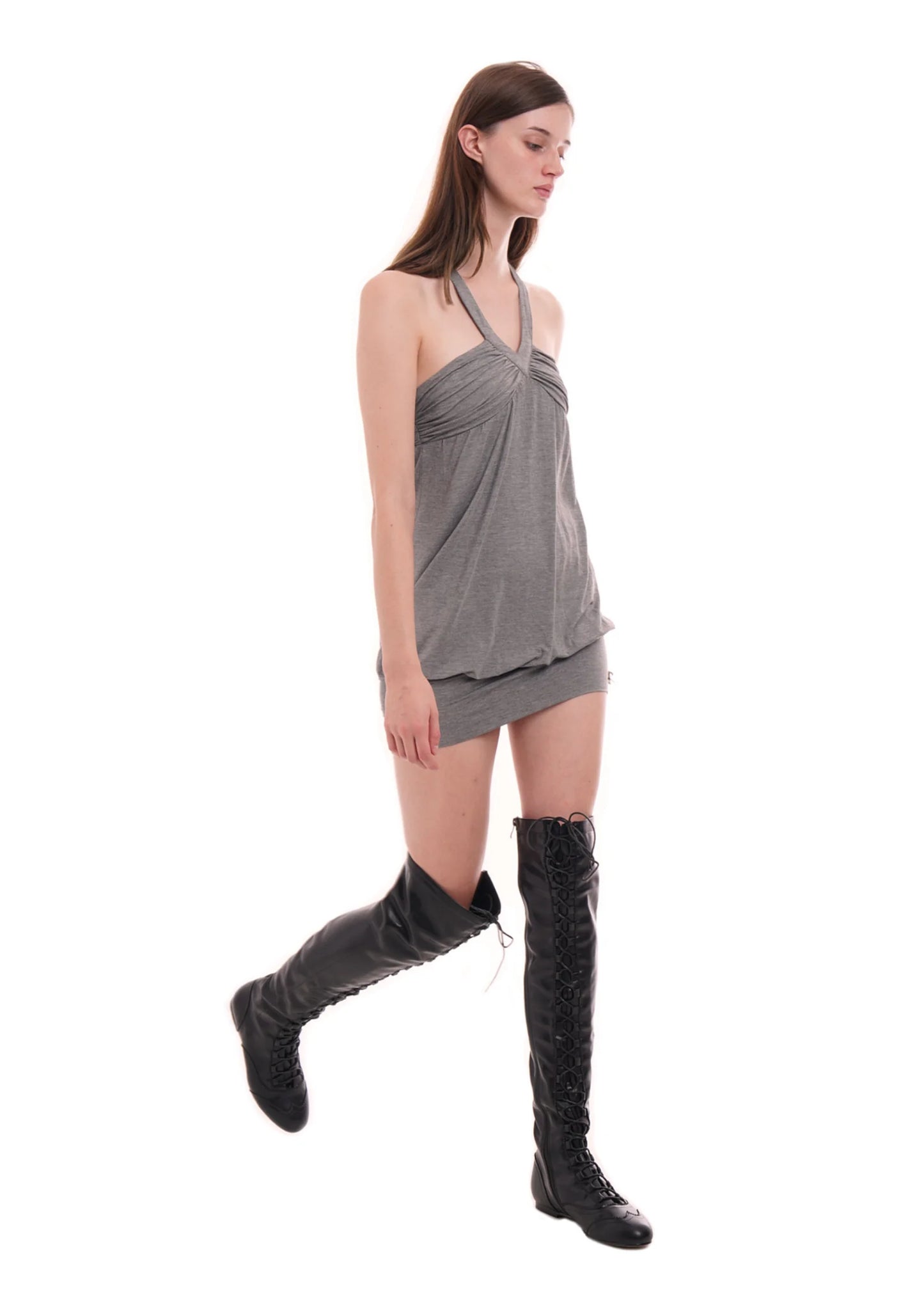 TWIST DRESS IN MID GREY