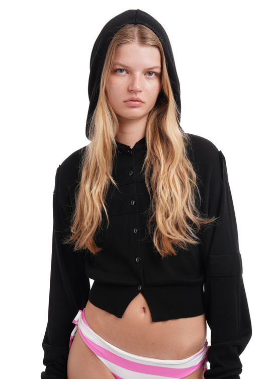 Military Cardi in Black