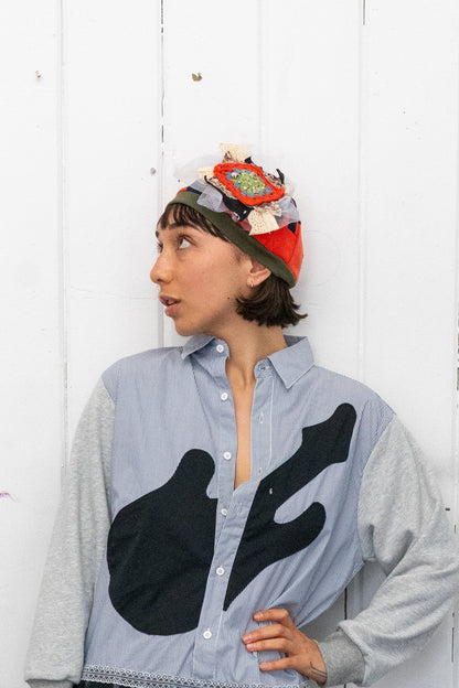 Orange Brooch Beanie