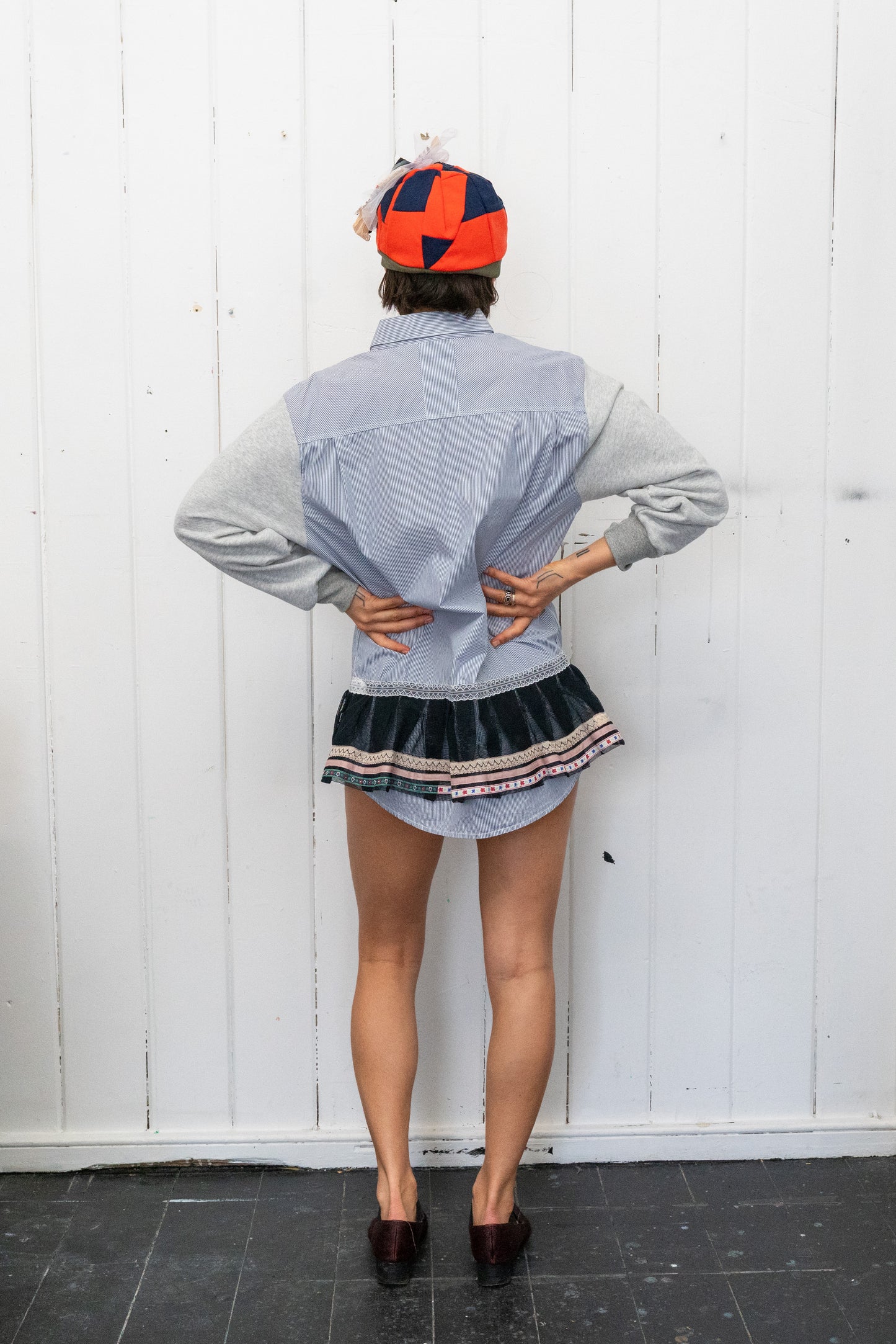 Orange Brooch Beanie