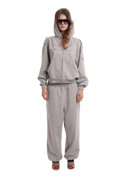 COVER TRACK PANTS IN GREY MARL