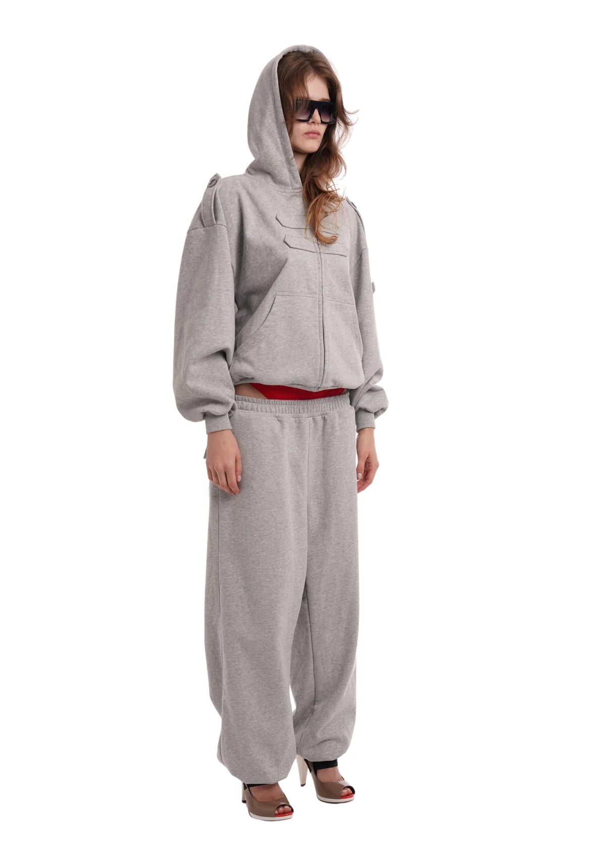 COVER TRACK PANTS IN GREY MARL