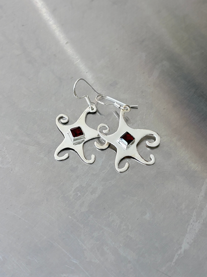 Garnet Whimsical Star earrings