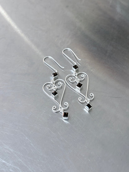 Smokey Quartz Baba Heart Earrings