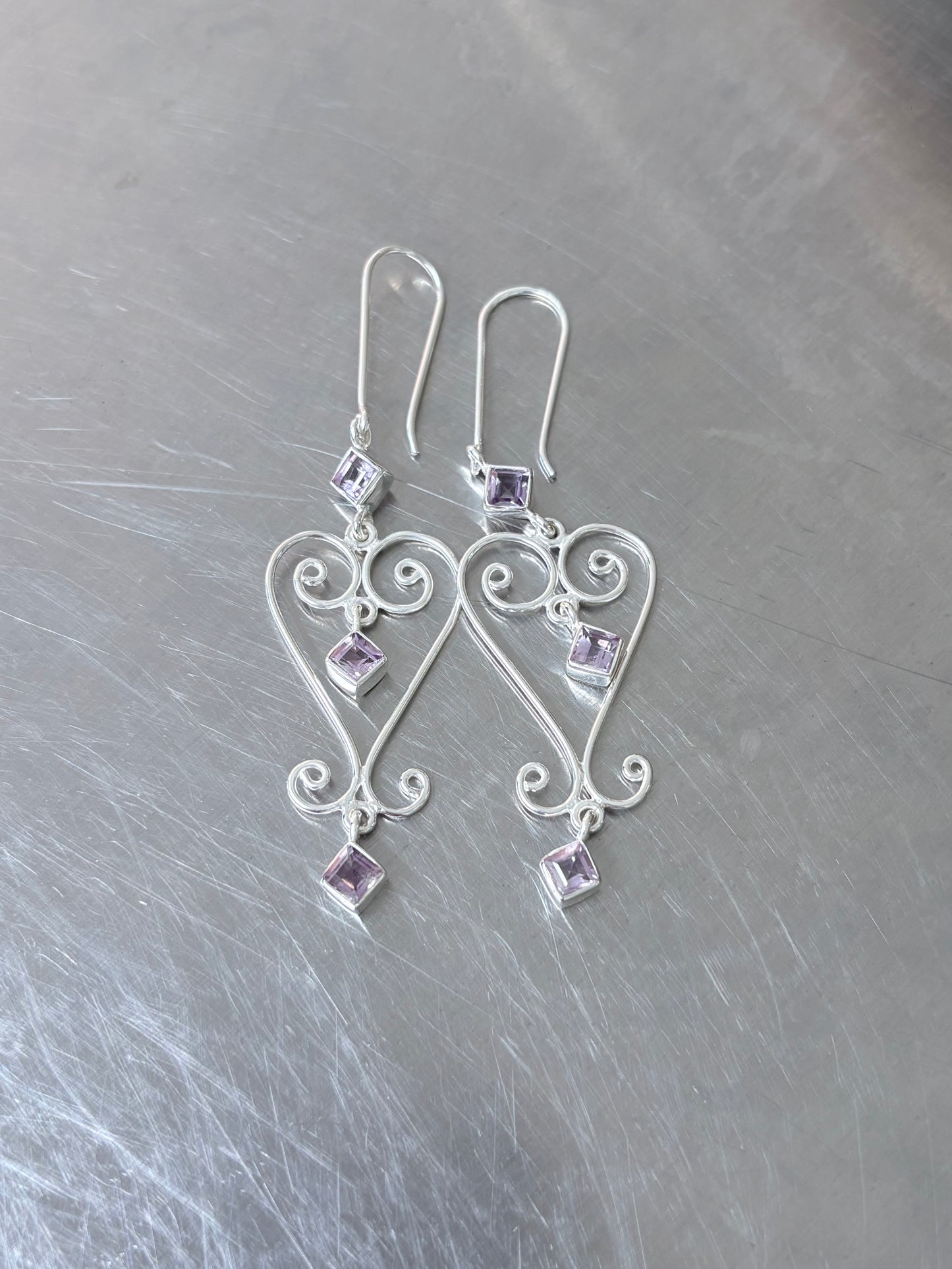 Amethyst Baba Heart Earrings