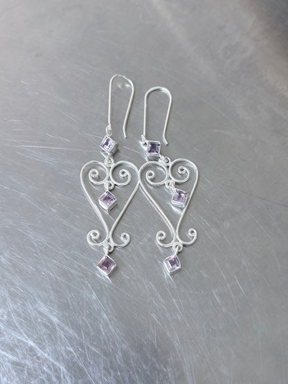 Amethyst Baba Heart Earrings