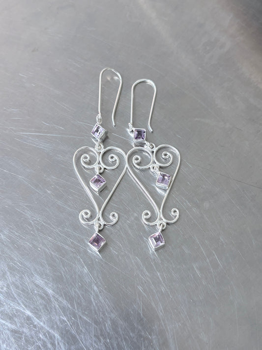Amethyst Baba Heart Earrings