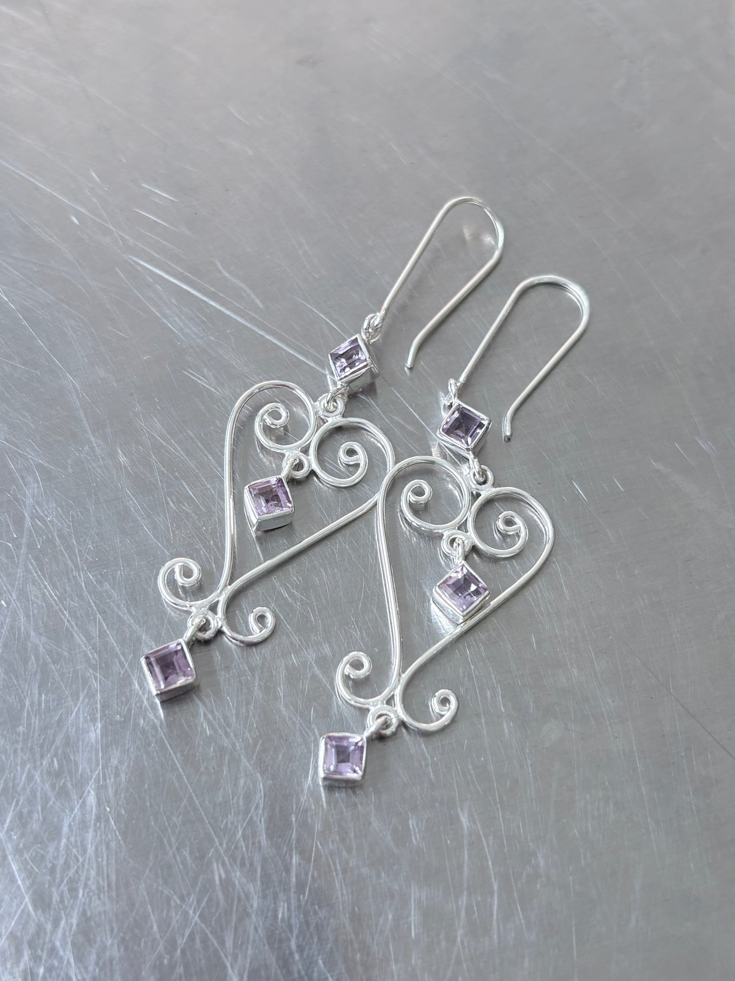 Amethyst Baba Heart Earrings