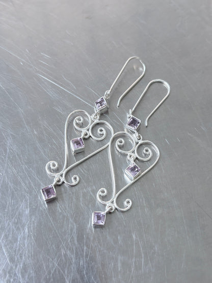 Amethyst Baba Heart Earrings