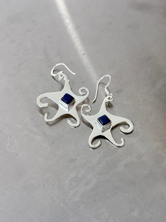 Lapis Whimsical Star Earrings