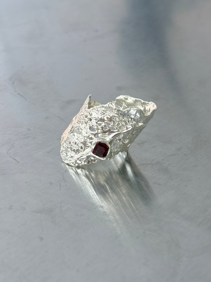 Garnet Square Lace Ring