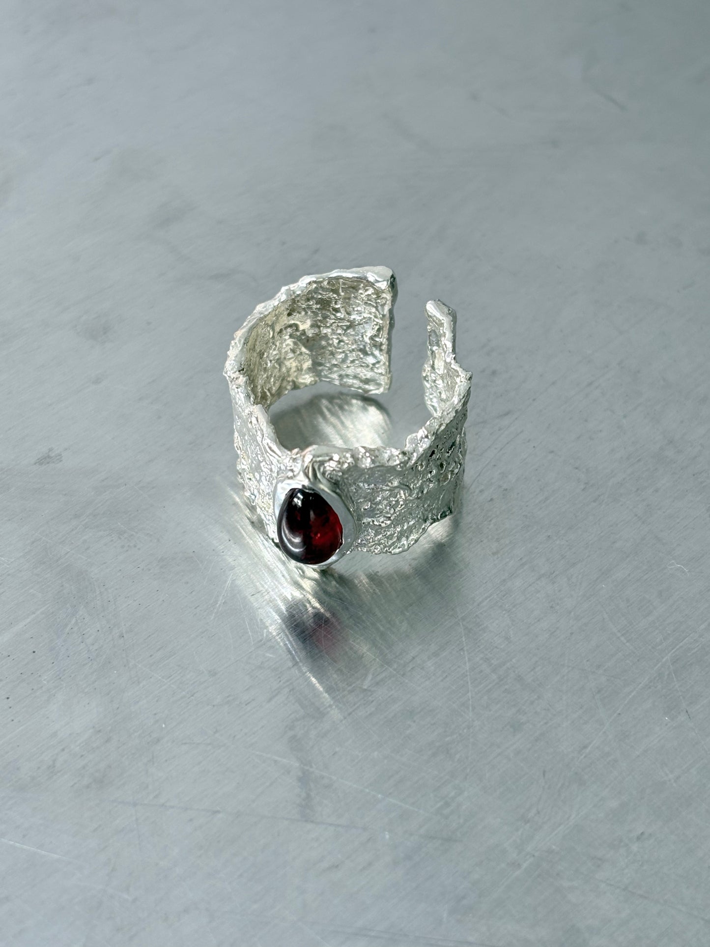 Garnet Teardrop Lace Ring