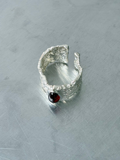 Garnet Teardrop Lace Ring