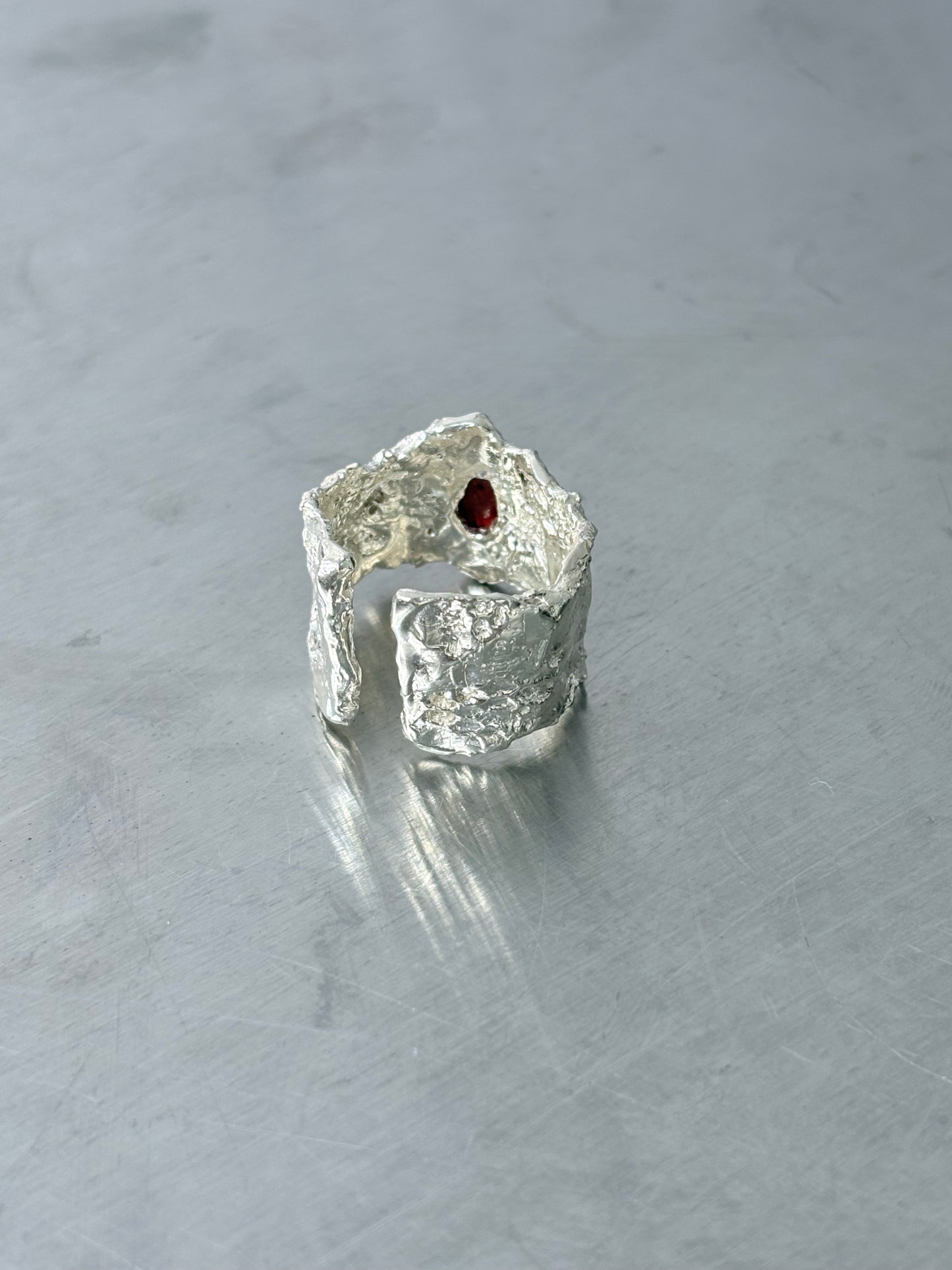 Garnet Teardrop Lace Ring