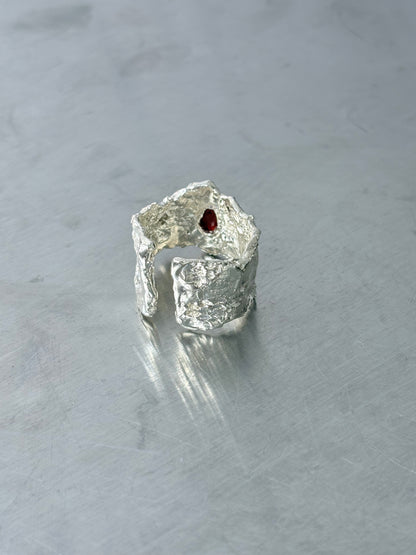 Garnet Teardrop Lace Ring