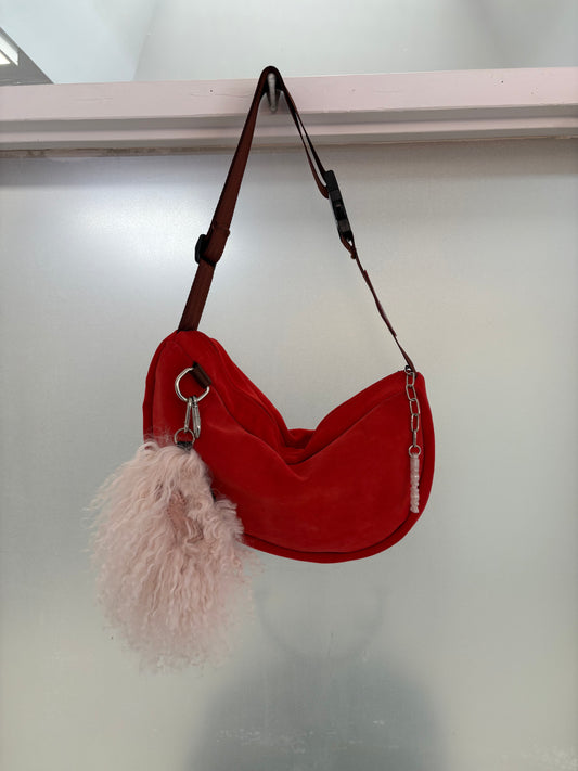 Everyday Suede Slouch Bag - Red