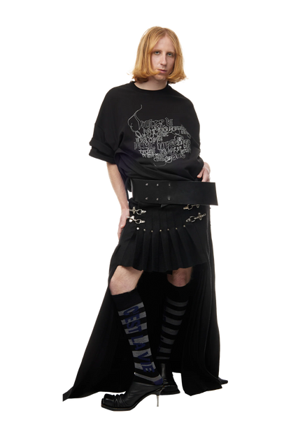 Knee High C'est La Vie Sock_ Blueberry Stripe Wool