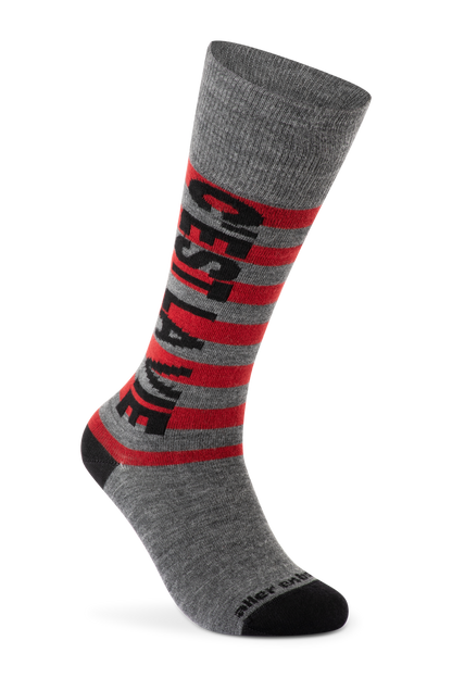 Knee High C'est La Vie Sock _ Raspberry Stripe Wool