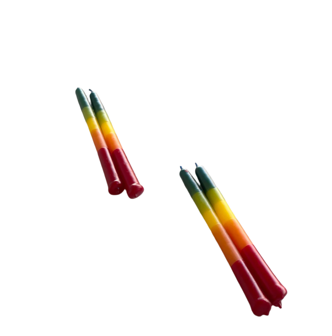 Nimbin Candles - 9 hour Rainbow Tapers Pair